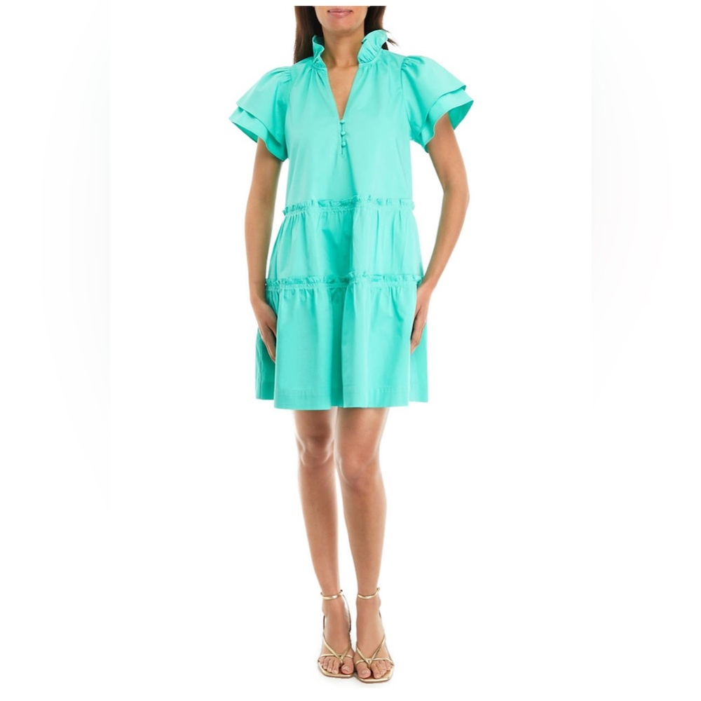 Crown & Ivy Flutter Sleeve Tiered Midi Dress